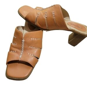 Infinity leather sandals, slip on, 2 inch heel